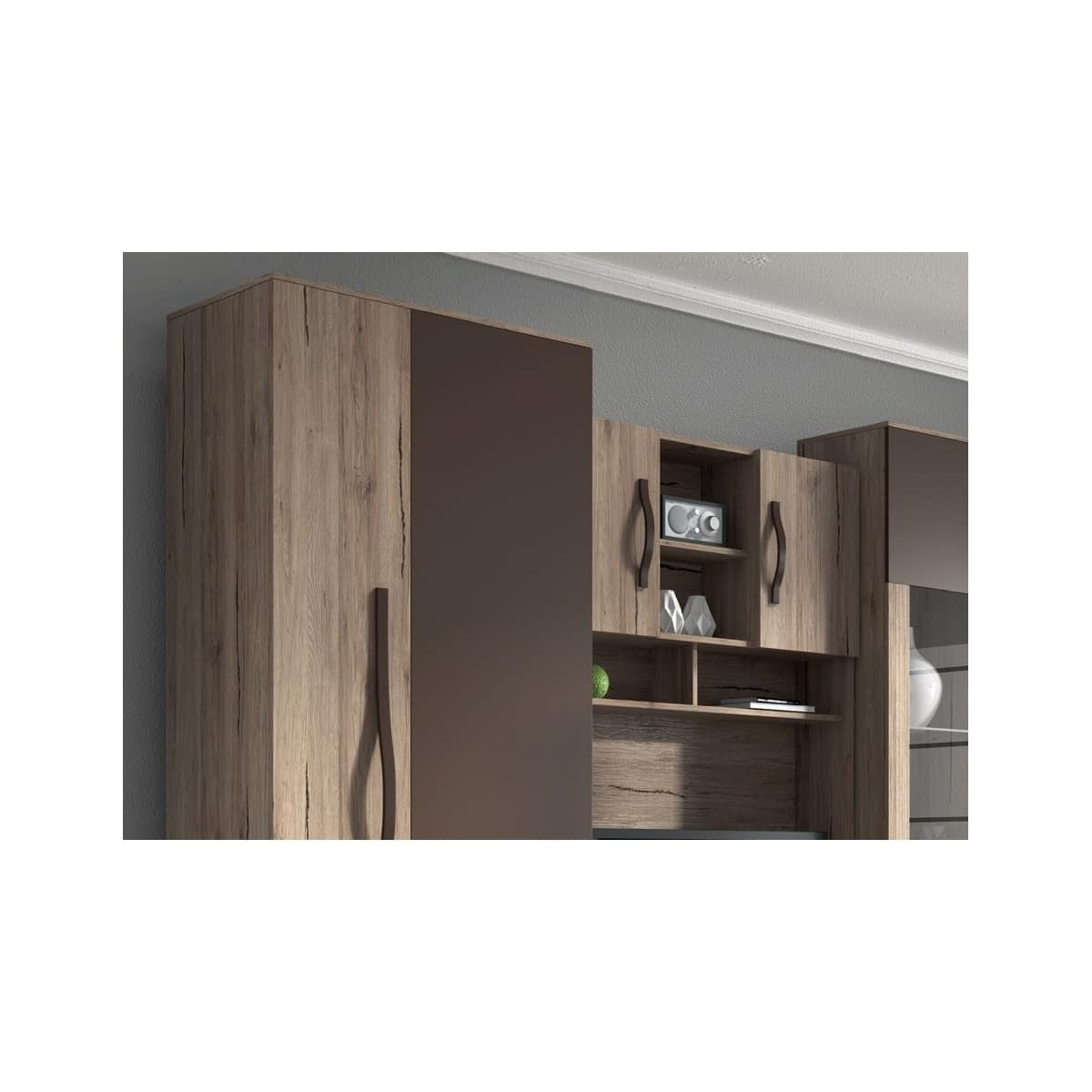 Living Modena/Biblioteca, 300 cm x 202 cm x 52 cm, san remo rustic cu stejar - imagine 3