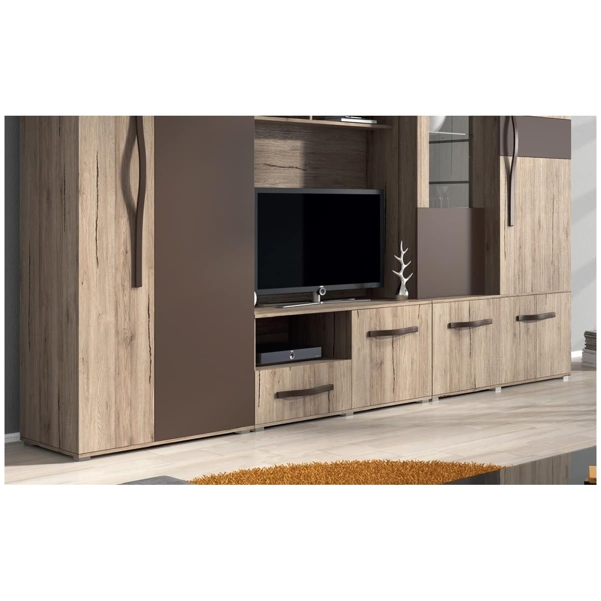 Living Modena/Biblioteca, 300 cm x 202 cm x 52 cm, san remo rustic cu stejar - imagine 4