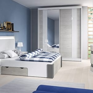 Helios set dormitor cu dulap, pat comoda si noptiere >> Mobila Croma