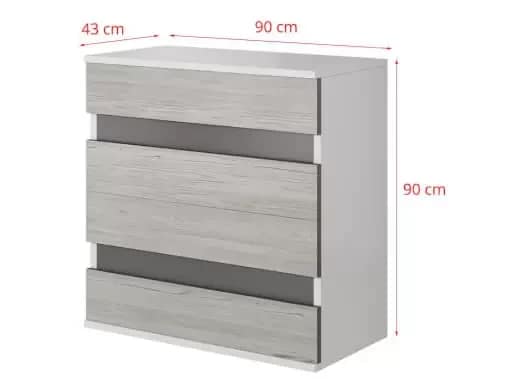 Comoda Helios cu 4 sertare, alb cu gri, moderna, din PAL >>Mobila Croma