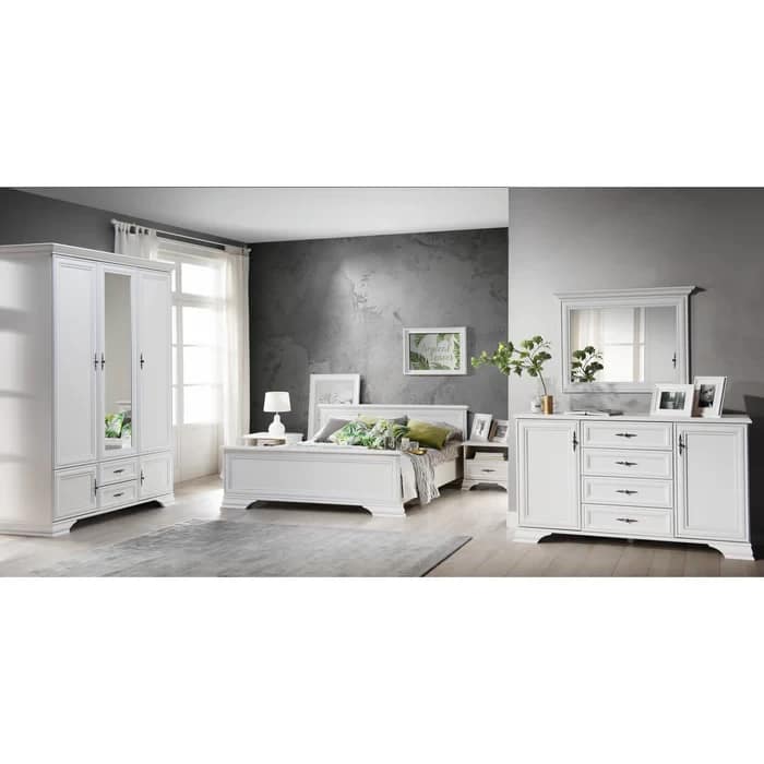 Set Dormitor Oriana, set complet, pat, dulap, comoda si noptiere >> Mobila Croma